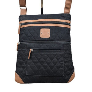 Stone Mountain Multi Pocket Black/Tan Cross-Body Purse